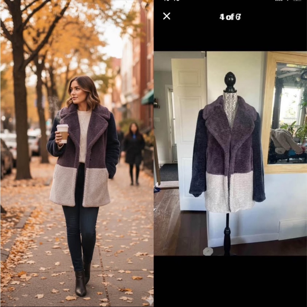 French Connection Sherpa Teddy Coat Jacket. Small/Medium